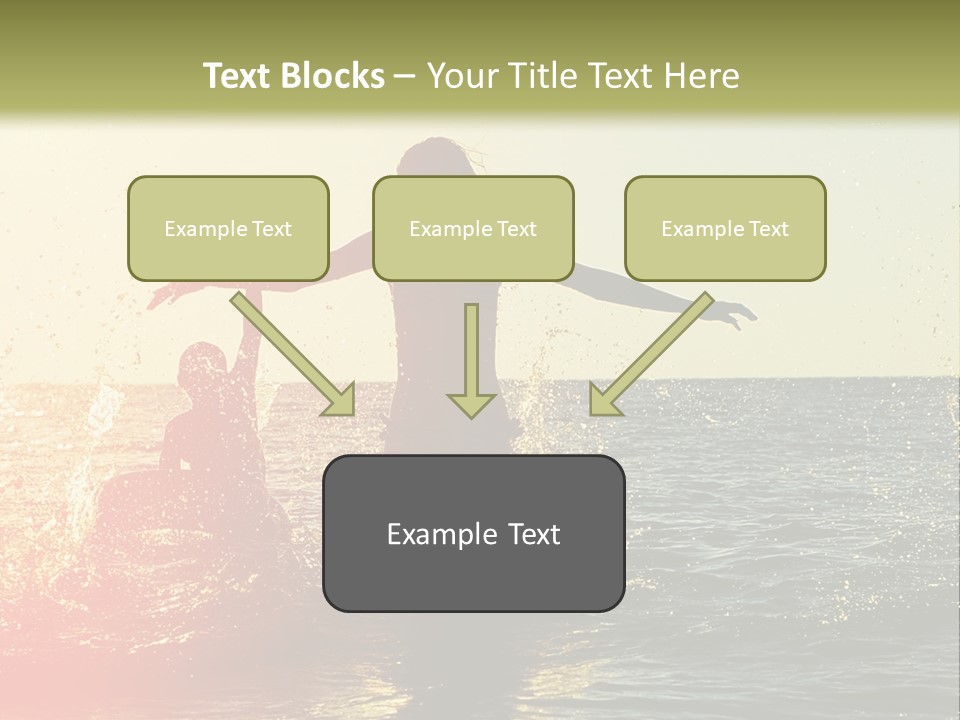 A Group Of People Playing In The Water At Sunset PowerPoint Template