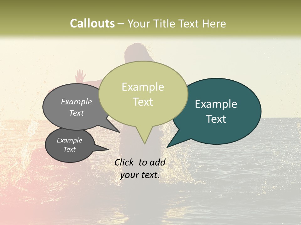 A Group Of People Playing In The Water At Sunset PowerPoint Template