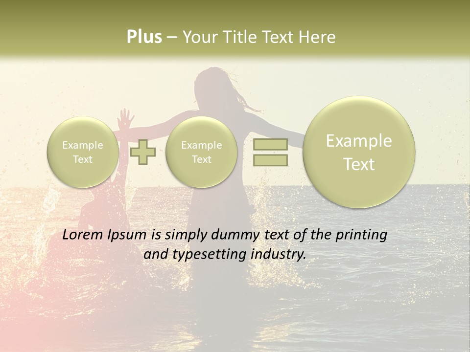 A Group Of People Playing In The Water At Sunset PowerPoint Template