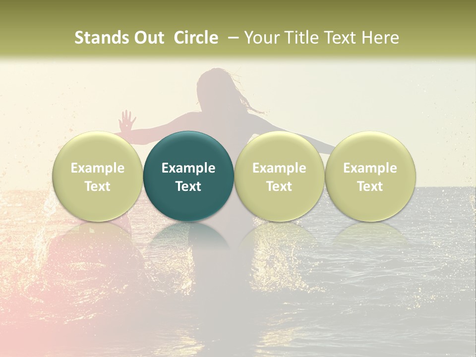 A Group Of People Playing In The Water At Sunset PowerPoint Template