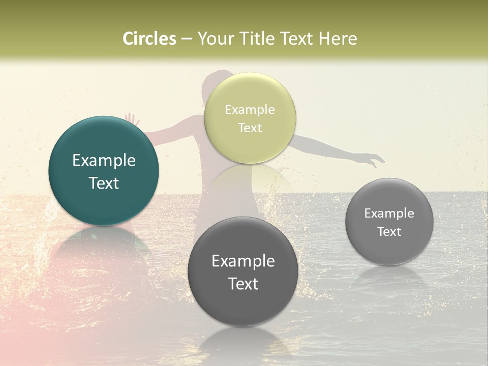 A Group Of People Playing In The Water At Sunset PowerPoint Template