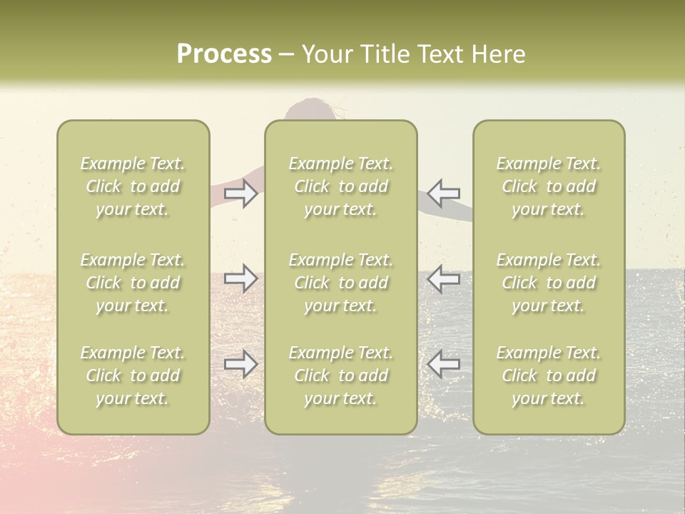 A Group Of People Playing In The Water At Sunset PowerPoint Template