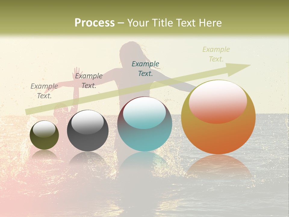 A Group Of People Playing In The Water At Sunset PowerPoint Template