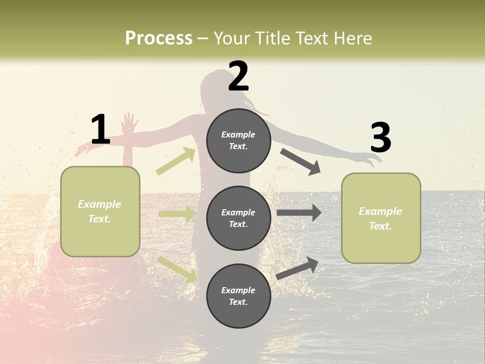 A Group Of People Playing In The Water At Sunset PowerPoint Template