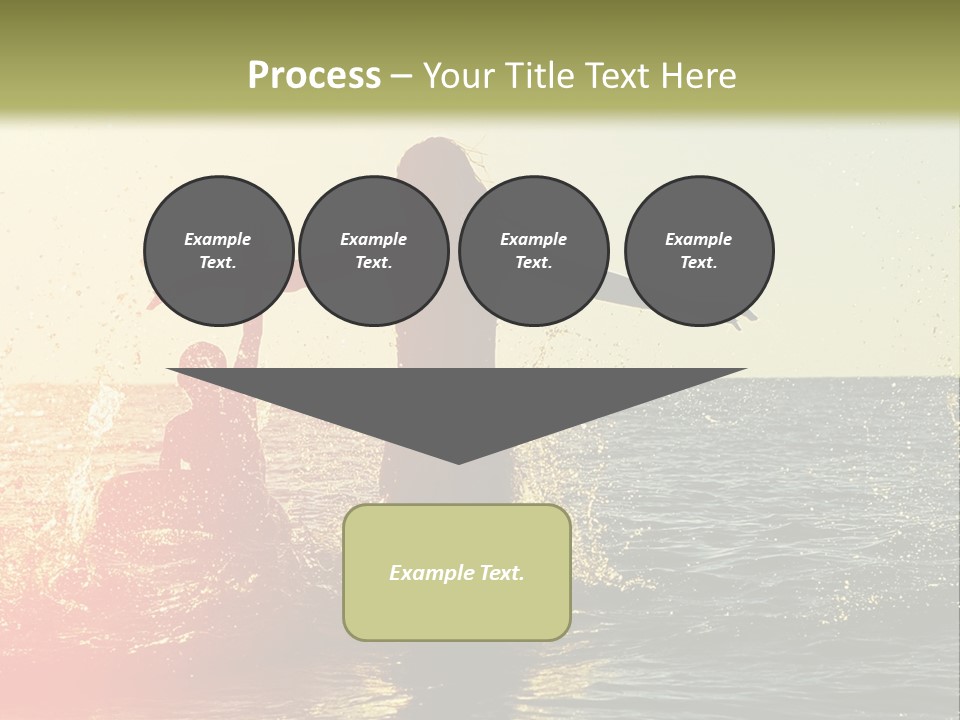 A Group Of People Playing In The Water At Sunset PowerPoint Template