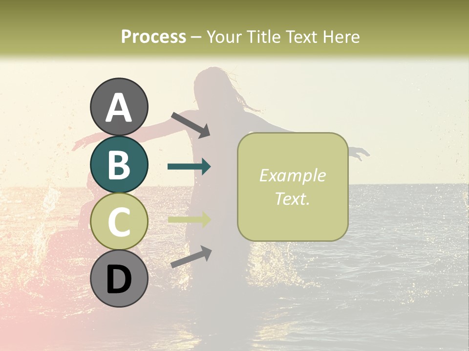 A Group Of People Playing In The Water At Sunset PowerPoint Template