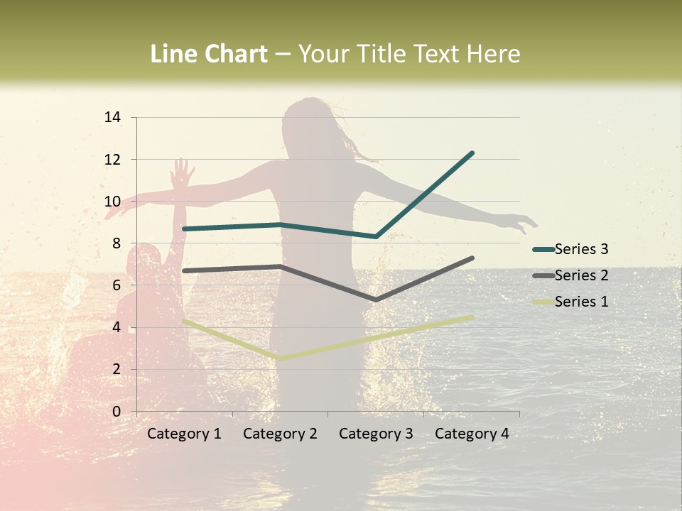 A Group Of People Playing In The Water At Sunset PowerPoint Template