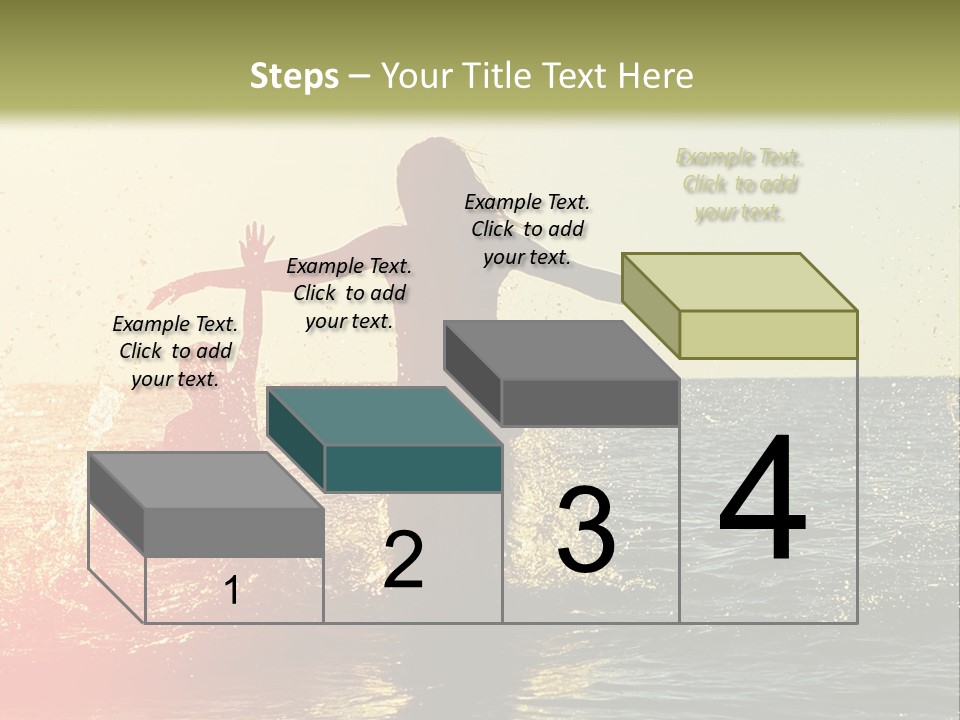 A Group Of People Playing In The Water At Sunset PowerPoint Template