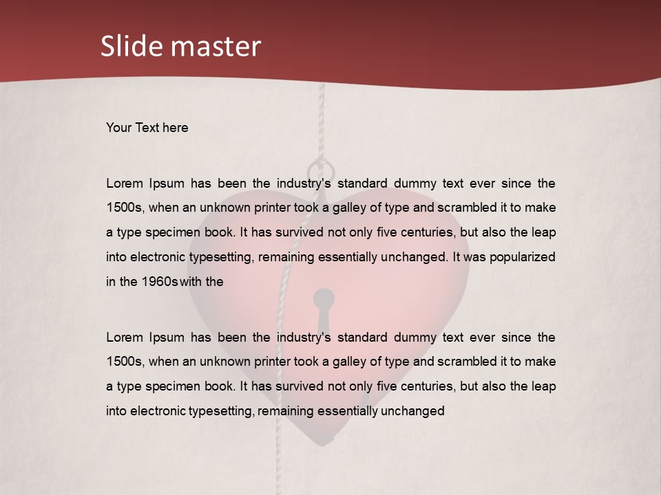 A Red Heart Hanging From A Red Curtain PowerPoint Template