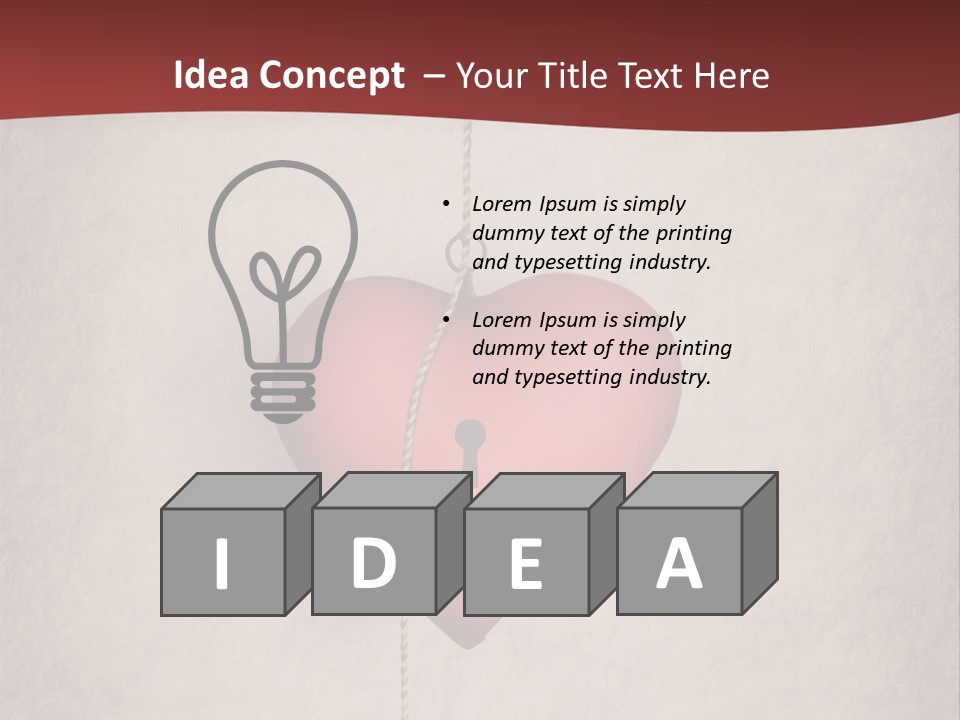 A Red Heart Hanging From A Red Curtain PowerPoint Template