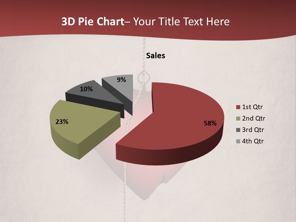 A Red Heart Hanging From A Red Curtain PowerPoint Template