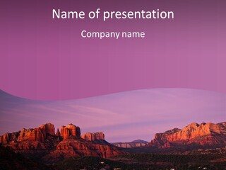 A Mountain Range With A Purple Sky In The Background PowerPoint Template