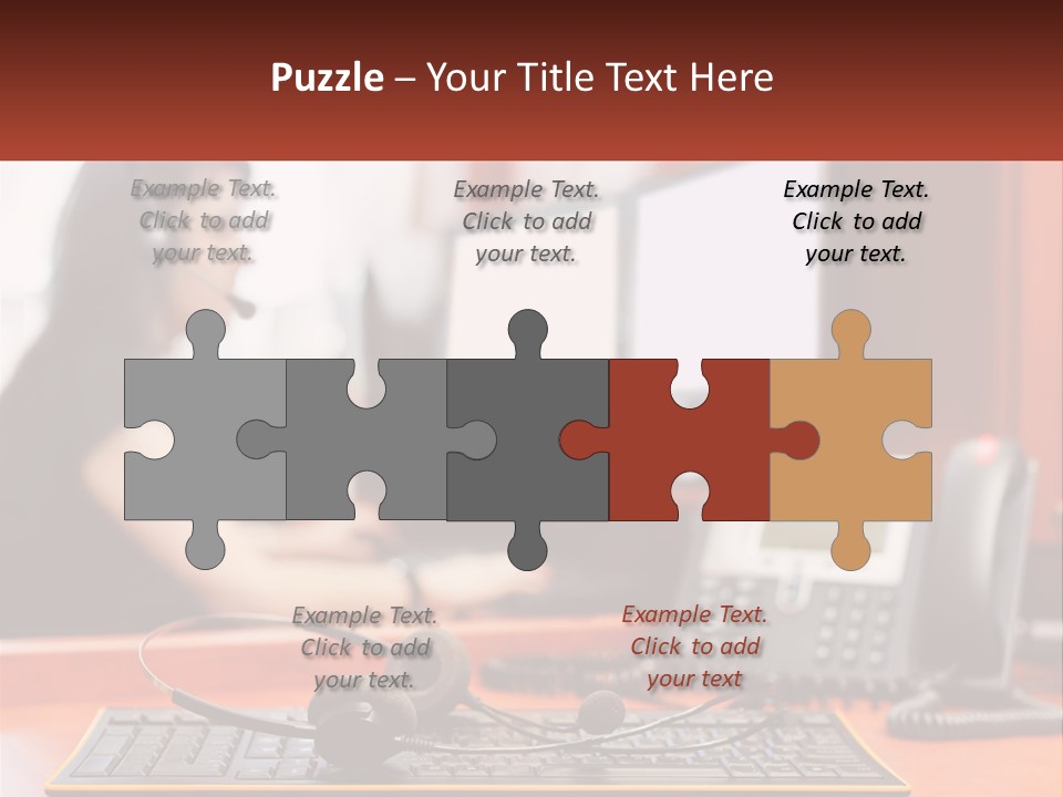 A Woman Sitting At A Desk With Headphones On PowerPoint Template