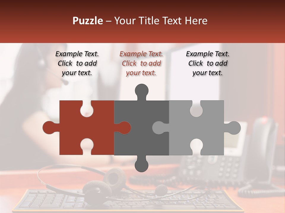 A Woman Sitting At A Desk With Headphones On PowerPoint Template