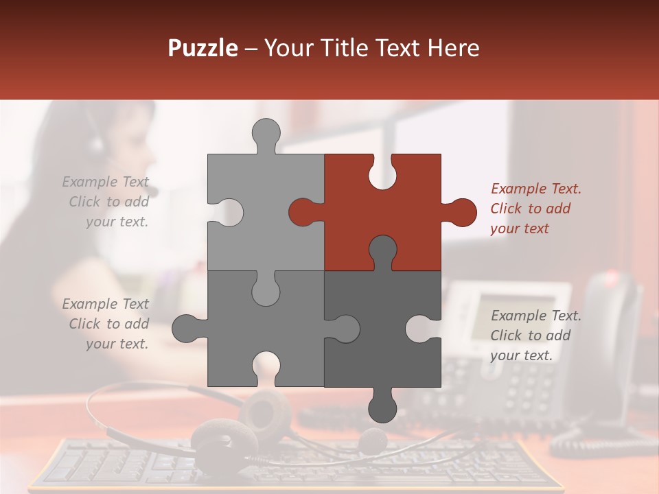 A Woman Sitting At A Desk With Headphones On PowerPoint Template