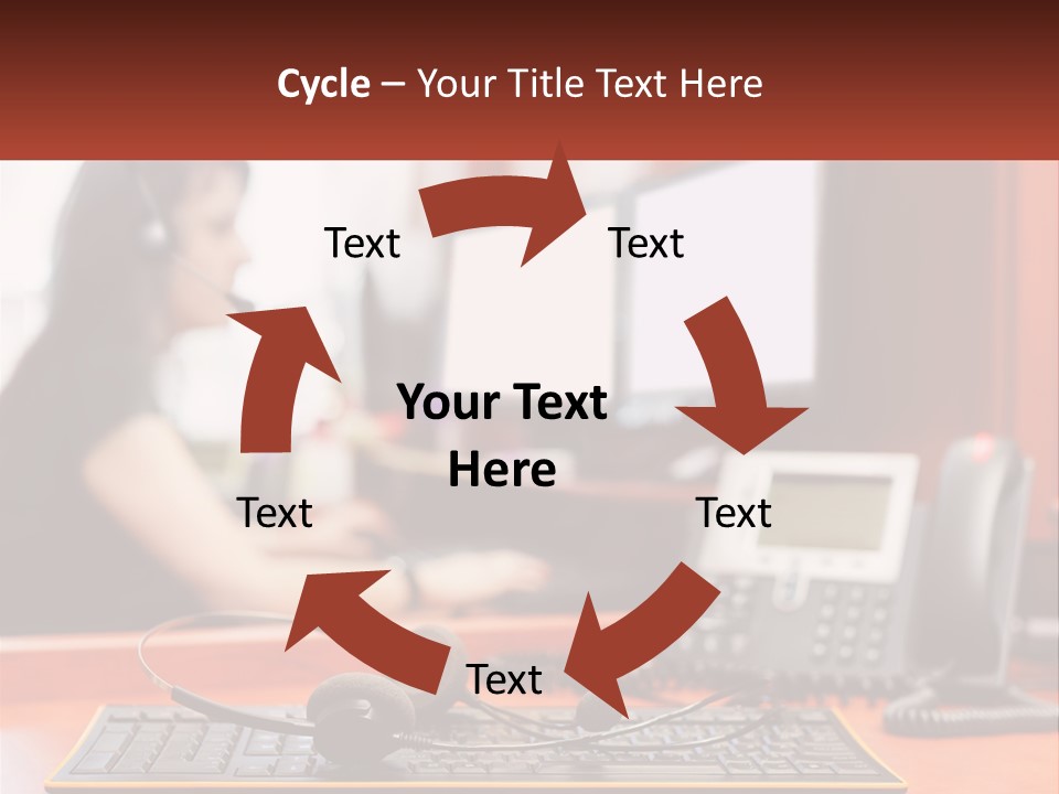 A Woman Sitting At A Desk With Headphones On PowerPoint Template