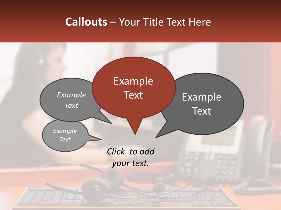 A Woman Sitting At A Desk With Headphones On PowerPoint Template