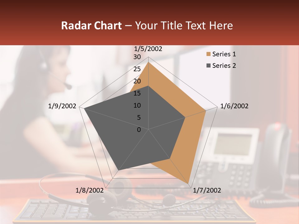 A Woman Sitting At A Desk With Headphones On PowerPoint Template
