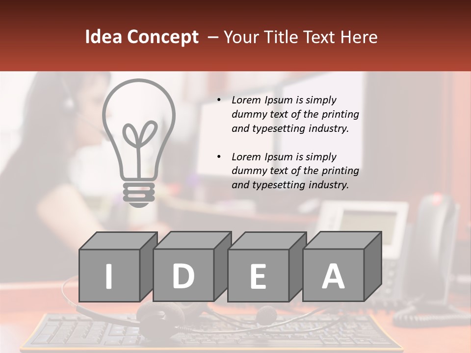 A Woman Sitting At A Desk With Headphones On PowerPoint Template