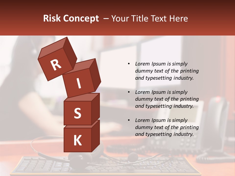 A Woman Sitting At A Desk With Headphones On PowerPoint Template