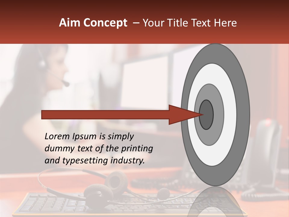 A Woman Sitting At A Desk With Headphones On PowerPoint Template