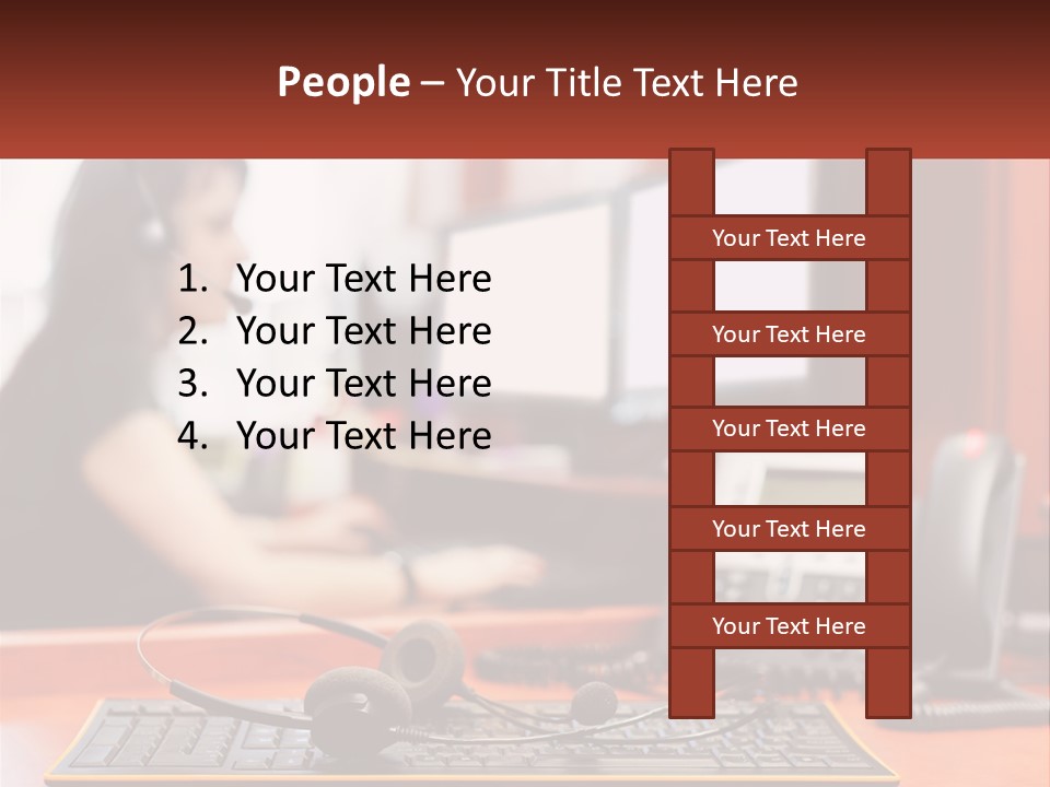 A Woman Sitting At A Desk With Headphones On PowerPoint Template