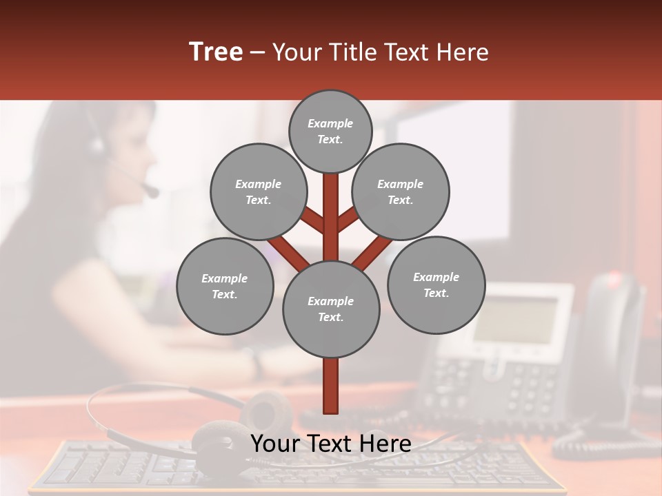 A Woman Sitting At A Desk With Headphones On PowerPoint Template