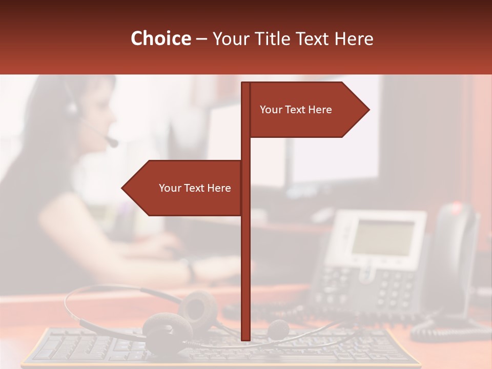 A Woman Sitting At A Desk With Headphones On PowerPoint Template