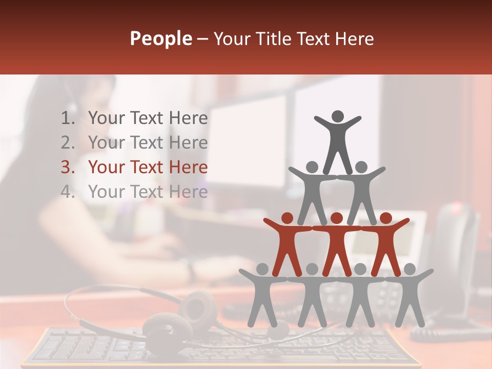 A Woman Sitting At A Desk With Headphones On PowerPoint Template