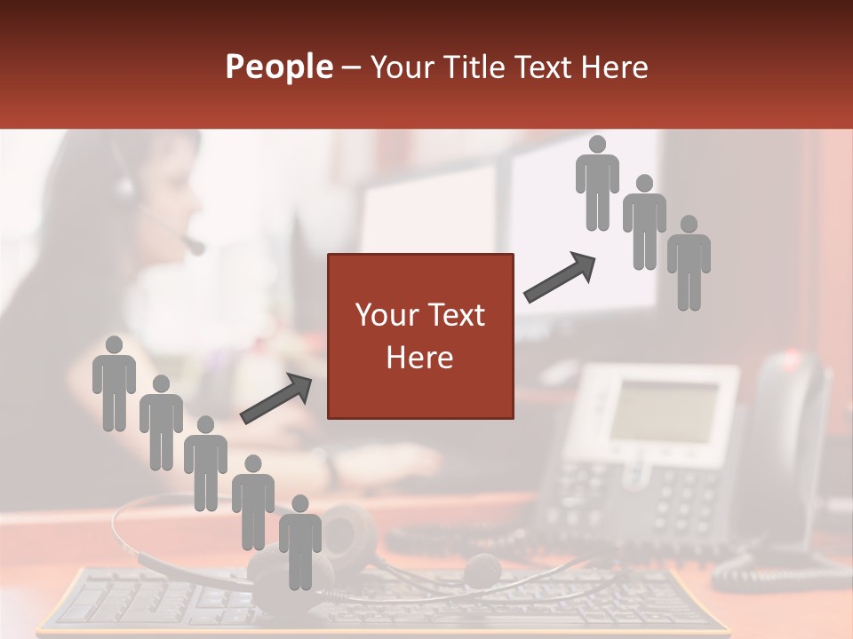 A Woman Sitting At A Desk With Headphones On PowerPoint Template