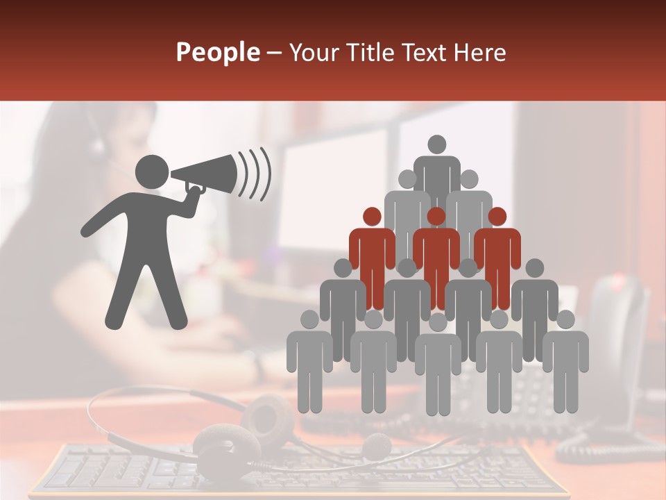 A Woman Sitting At A Desk With Headphones On PowerPoint Template