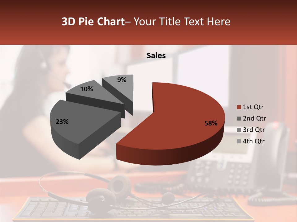 A Woman Sitting At A Desk With Headphones On PowerPoint Template