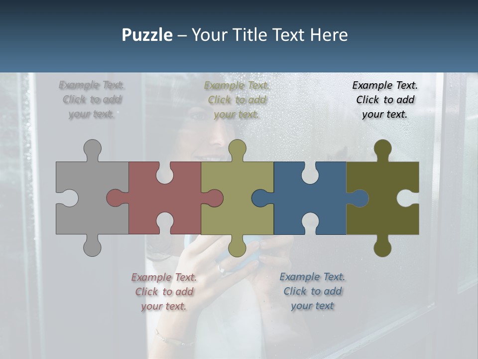 A Woman Holding A Cup Looking Out A Window PowerPoint Template