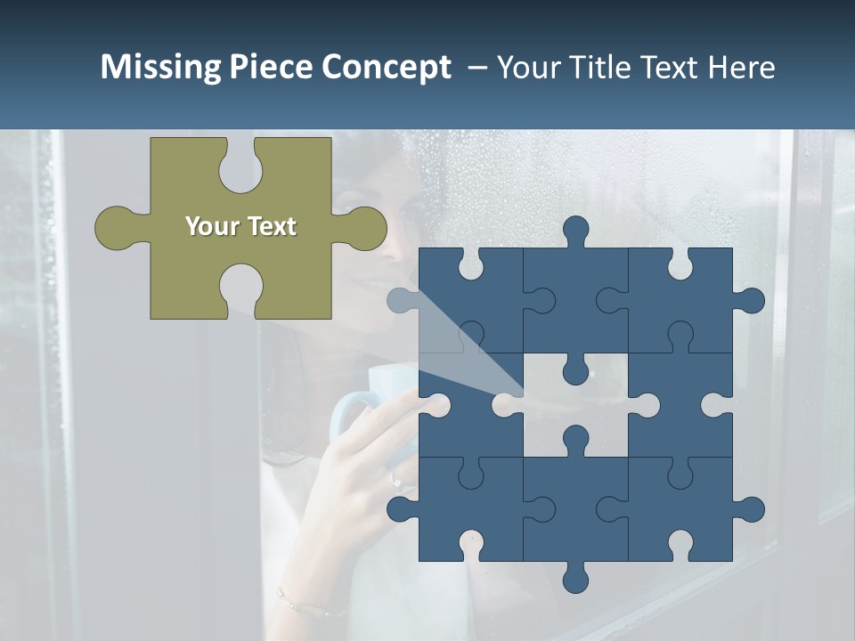 A Woman Holding A Cup Looking Out A Window PowerPoint Template