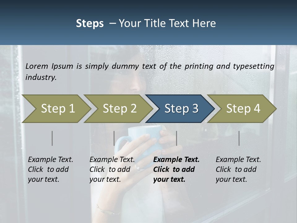 A Woman Holding A Cup Looking Out A Window PowerPoint Template