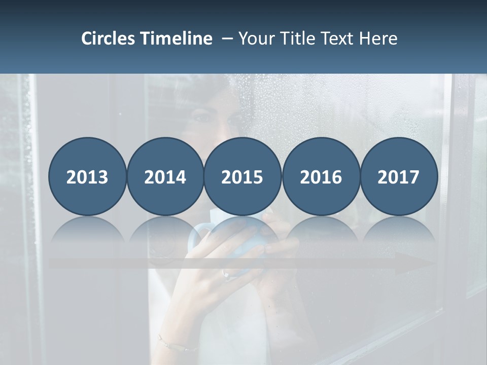 A Woman Holding A Cup Looking Out A Window PowerPoint Template