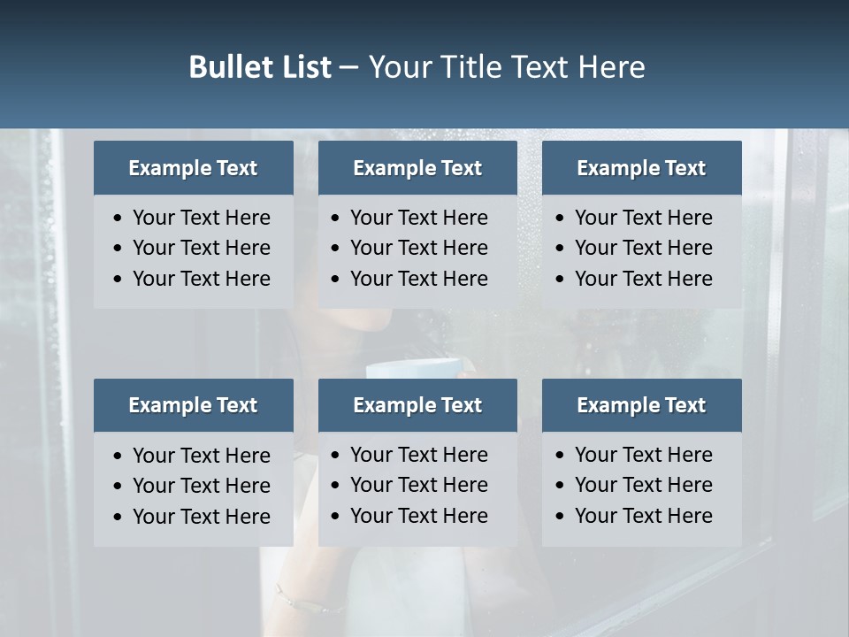 A Woman Holding A Cup Looking Out A Window PowerPoint Template