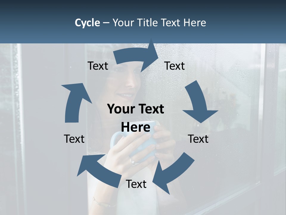 A Woman Holding A Cup Looking Out A Window PowerPoint Template