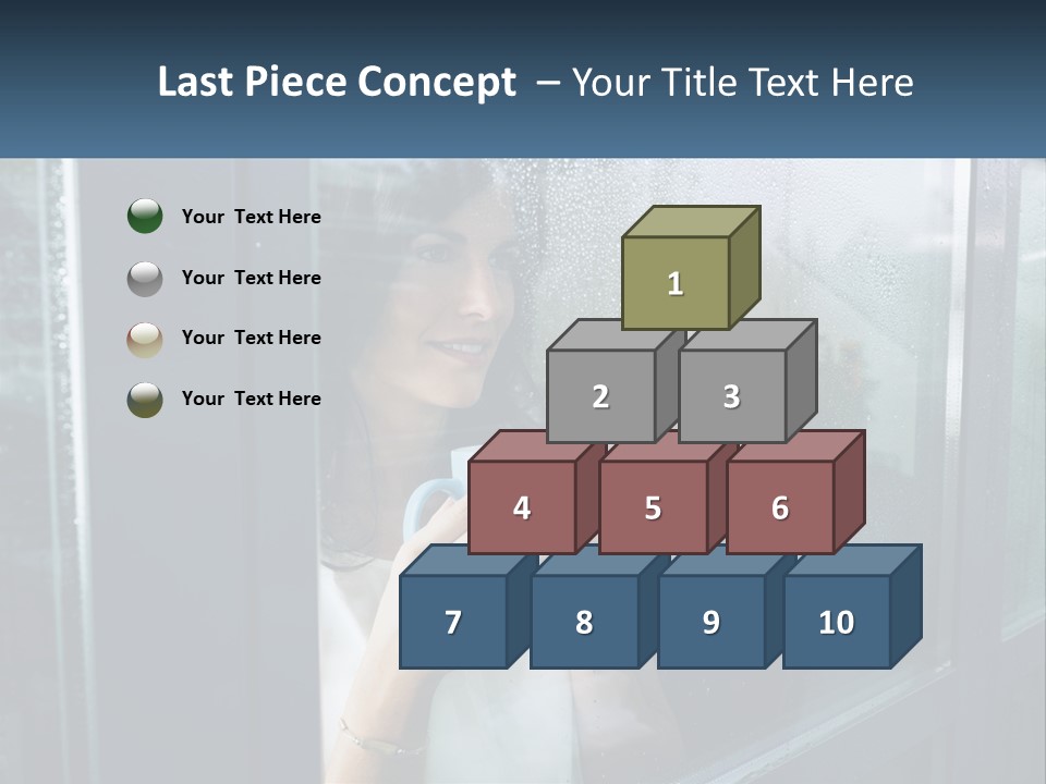 A Woman Holding A Cup Looking Out A Window PowerPoint Template