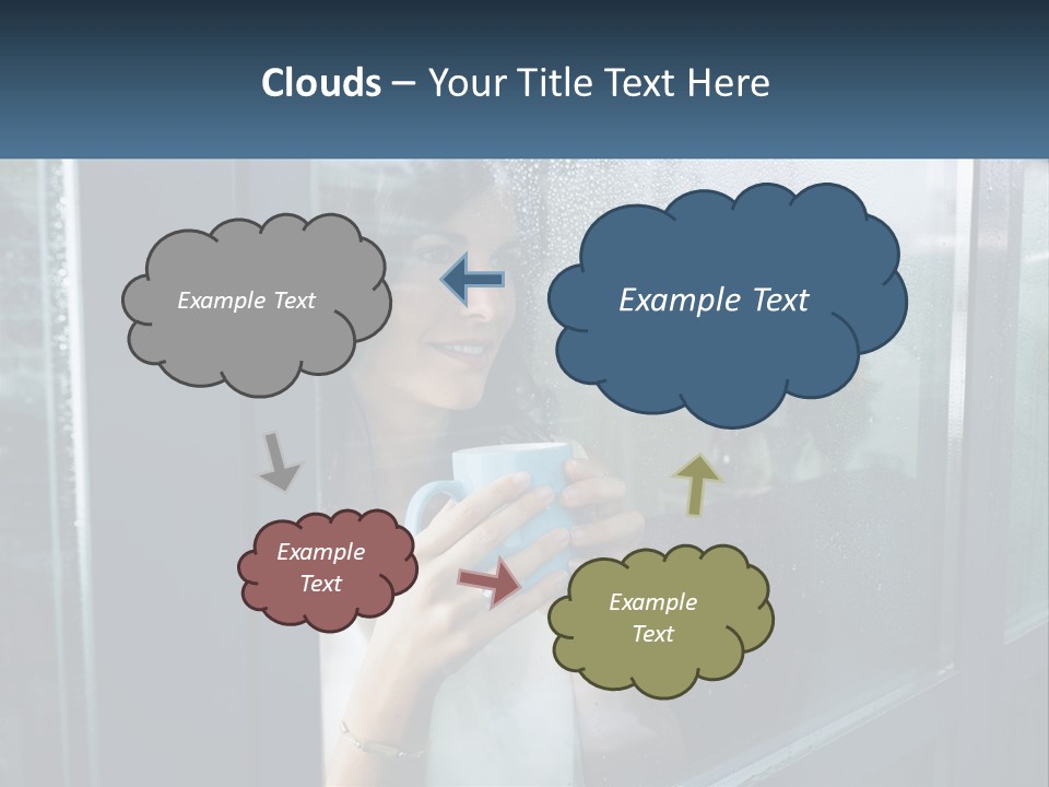 A Woman Holding A Cup Looking Out A Window PowerPoint Template