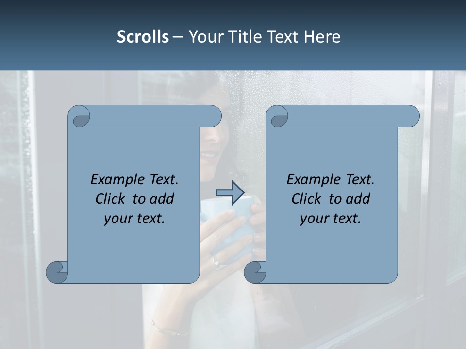 A Woman Holding A Cup Looking Out A Window PowerPoint Template