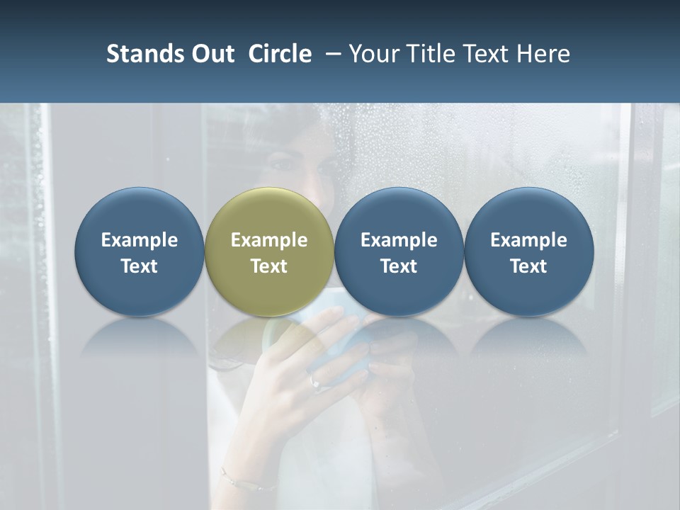 A Woman Holding A Cup Looking Out A Window PowerPoint Template