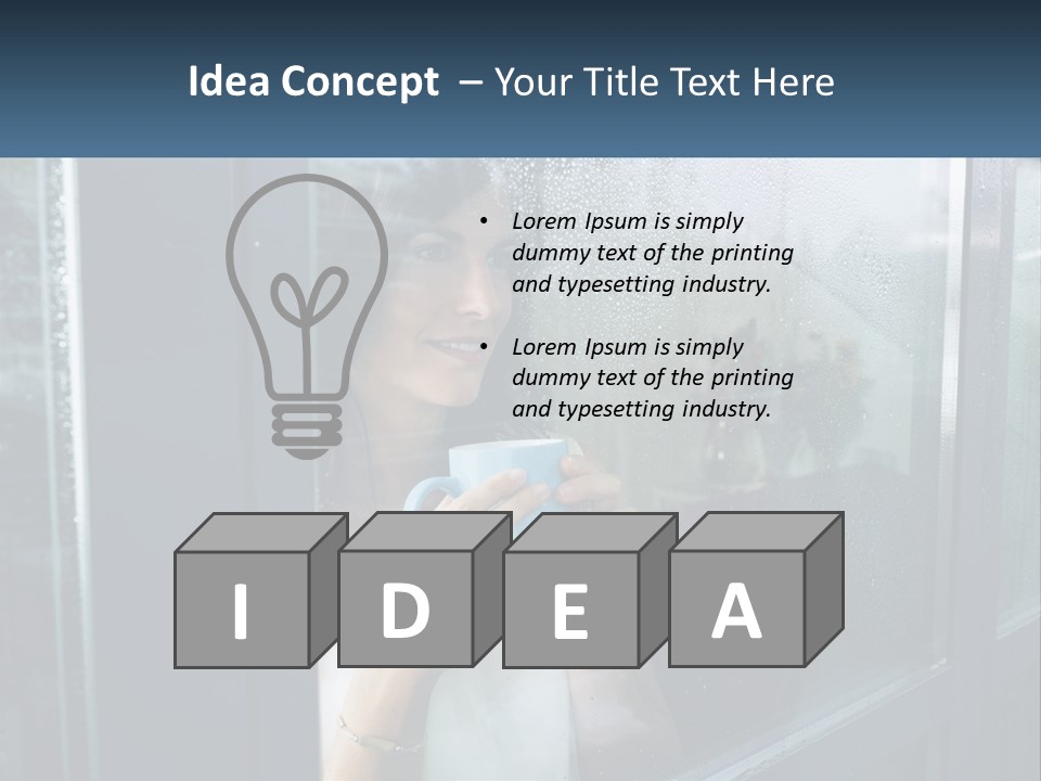 A Woman Holding A Cup Looking Out A Window PowerPoint Template