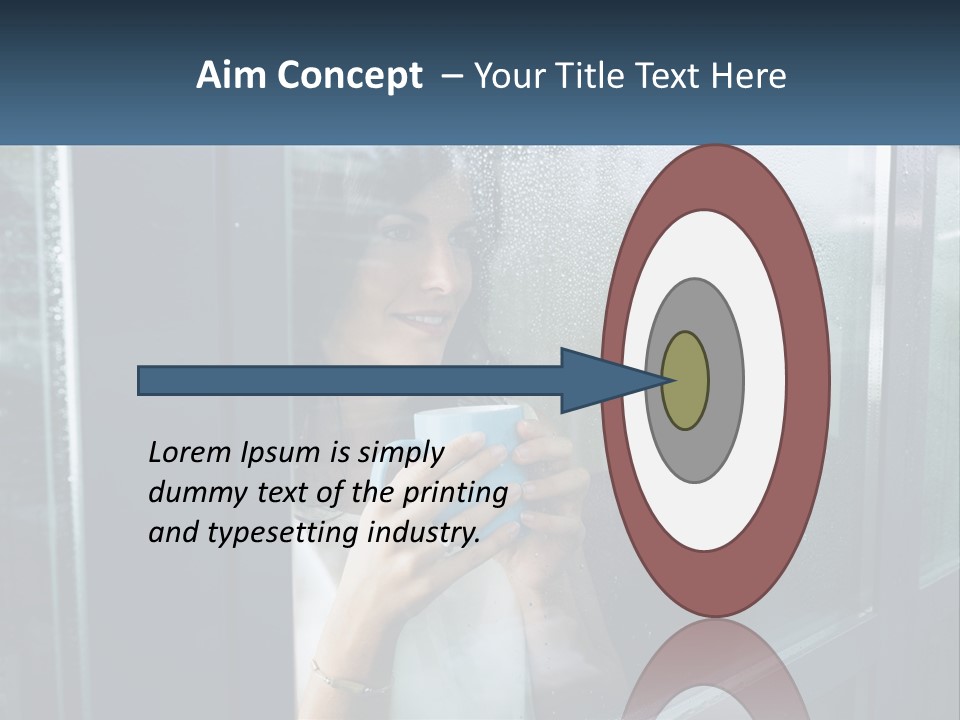 A Woman Holding A Cup Looking Out A Window PowerPoint Template