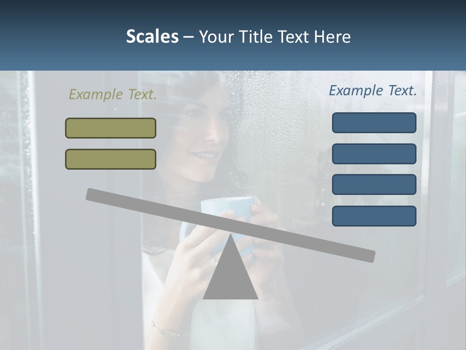 A Woman Holding A Cup Looking Out A Window PowerPoint Template