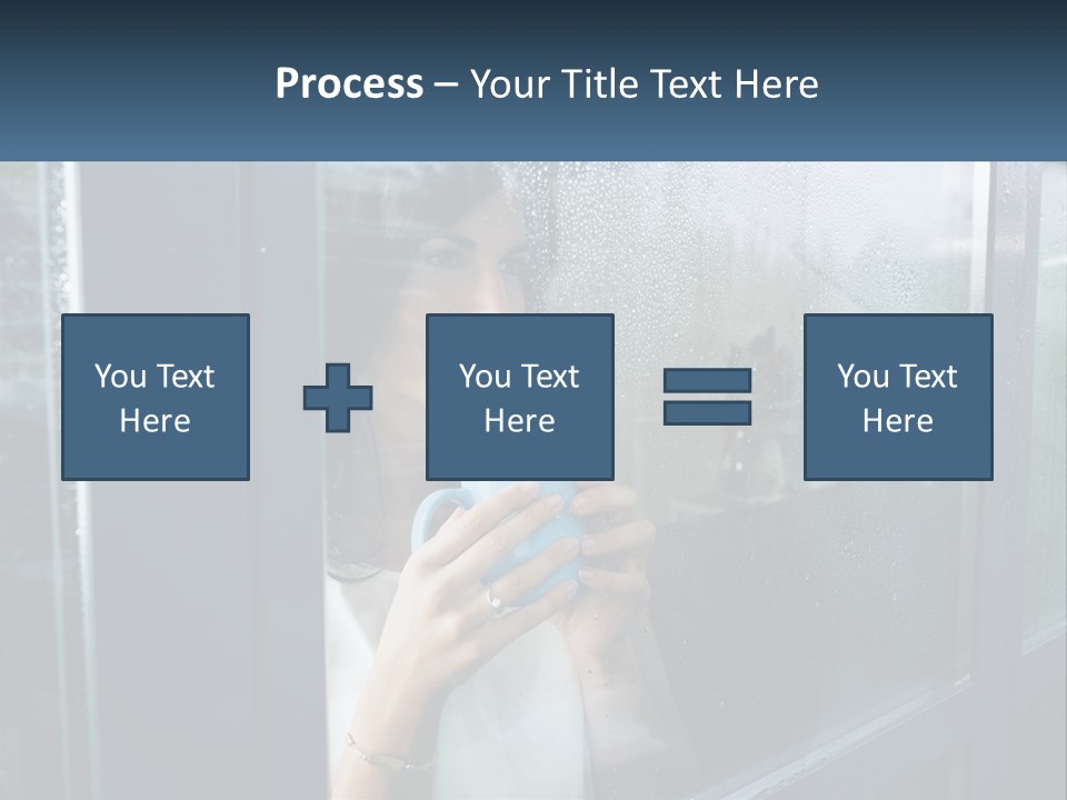 A Woman Holding A Cup Looking Out A Window PowerPoint Template