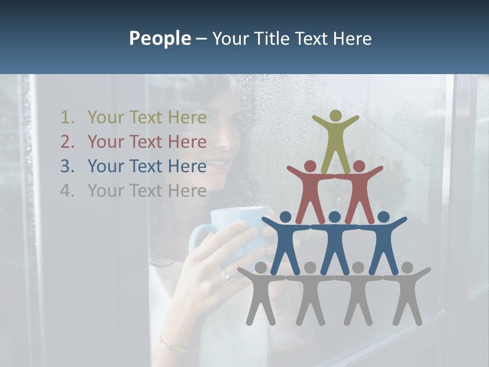 A Woman Holding A Cup Looking Out A Window PowerPoint Template