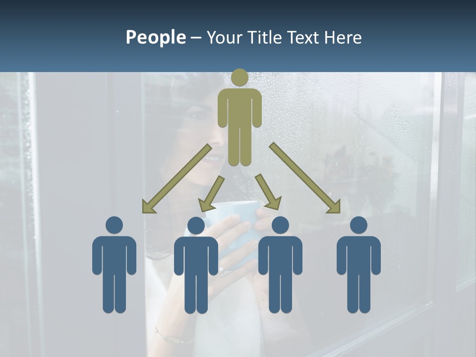 A Woman Holding A Cup Looking Out A Window PowerPoint Template