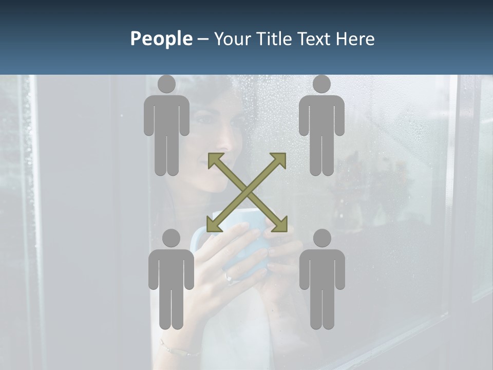 A Woman Holding A Cup Looking Out A Window PowerPoint Template