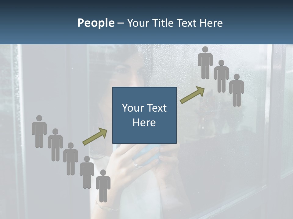 A Woman Holding A Cup Looking Out A Window PowerPoint Template